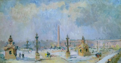 The Place de la Concorde, Paris by Albert Charles Lebourg